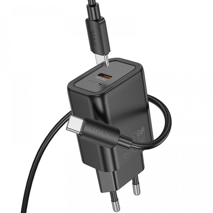 Сетевое зарядное устройство Hoco N62 PD30W (Type-C) + кабель Type-C to Type-C - Black: фото 3 из 6