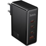 Мережевий зарядний пристрій Hoco N85 GaN 100W (3Type-C + USB) - Black: фото 1 з 9