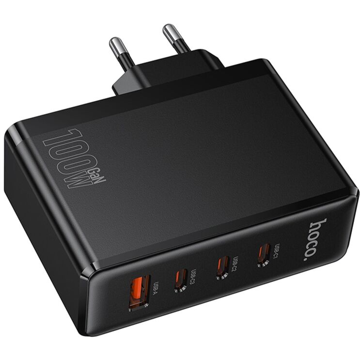Мережевий зарядний пристрій Hoco N85 GaN 100W (3Type-C + USB) - Black: фото 6 з 9