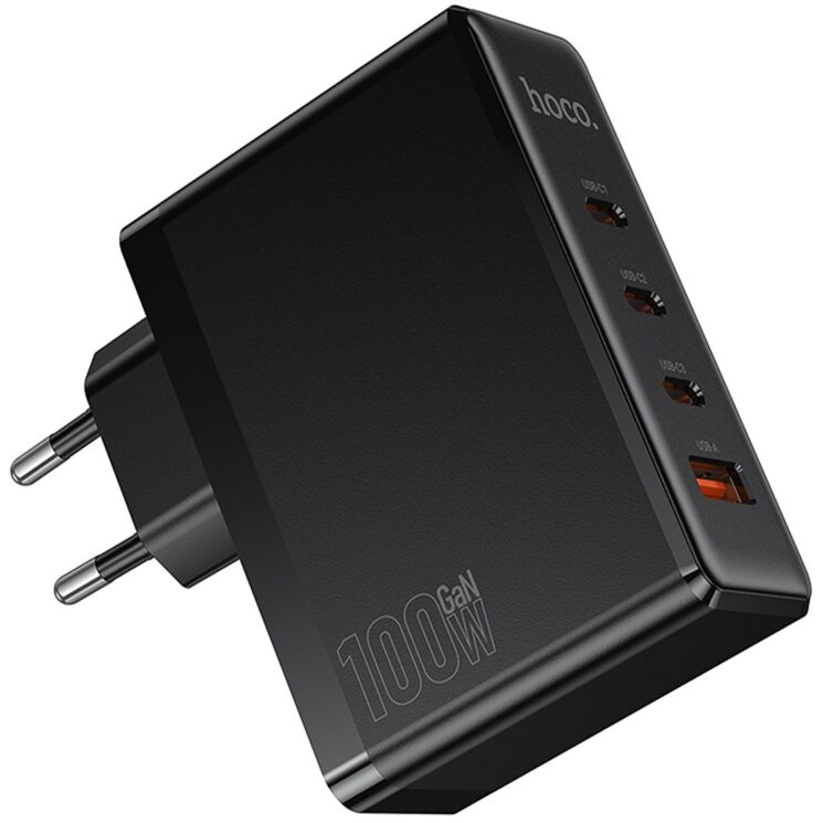 Мережевий зарядний пристрій Hoco N85 GaN 100W (3Type-C + USB) - Black: фото 3 з 9
