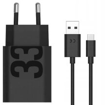 Сетевое зарядное устройство Motorola TurboPower 33W + кабель USB + Type-C (PG38C06448) - Black: фото 1 из 3