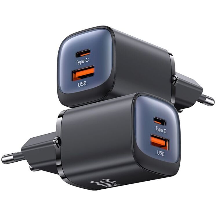 Сетевое зарядное устройство USAMS US-CC254 GaN 30W (USB + Type-C) - Black: фото 4 из 17