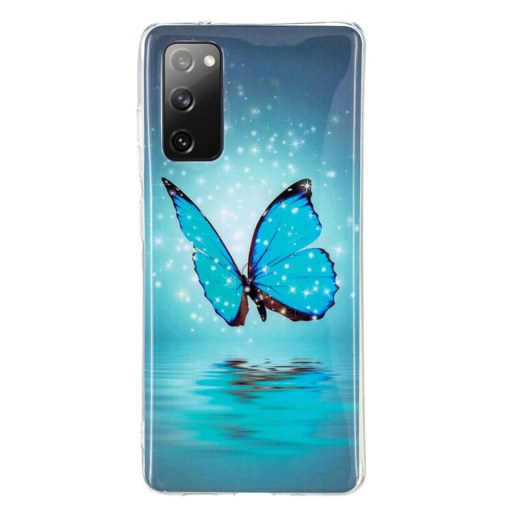 Силиконовый (TPU) чехол Deexe LumiCase для Samsung Galaxy S20 FE (G780) - Blue Butterfly: фото 4 из 5