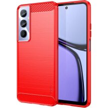 Силиконовый (TPU) чехол MOFI Carbon Fiber для Realme C65 - Red: фото 1 из 10