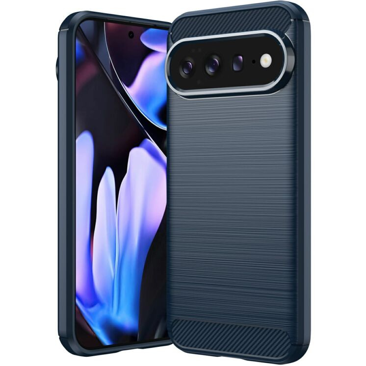Силиконовый (TPU) чехол UniCase Carbon для Google Pixel 11 Pro XL - Blue: фото 1 из 9