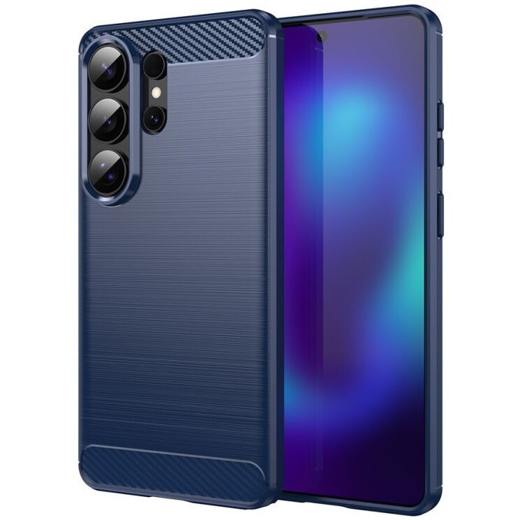 Силиконовый (TPU) чехол UniCase Carbon для Samsung Galaxy S26 Ultra - Blue: фото 1 из 8