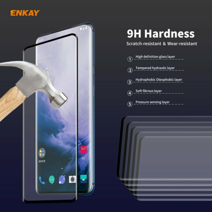 Захисне скло ENKAY 3D Full Glue для OnePlus 7T Pro / 7 Pro - Black: фото 6 з 11