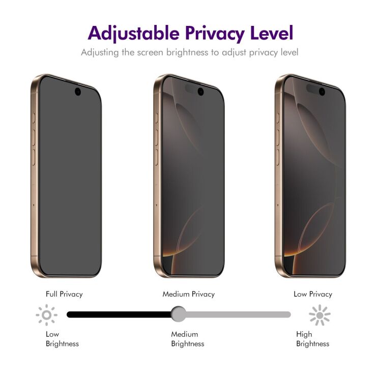 Защитное стекло ENKAY Privacy для Apple iPhone 16 Pro - Black: фото 4 из 8