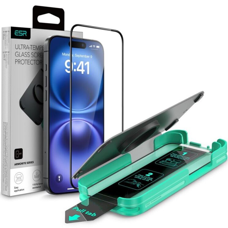 Защитное стекло ESR Armorite Full Glue для Apple iPhone 16 (4894240236031) - Black: фото 1 из 8