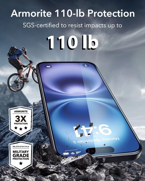 Защитное стекло ESR Armorite Full Glue для Apple iPhone 16 (4894240236031) - Black: фото 3 из 8