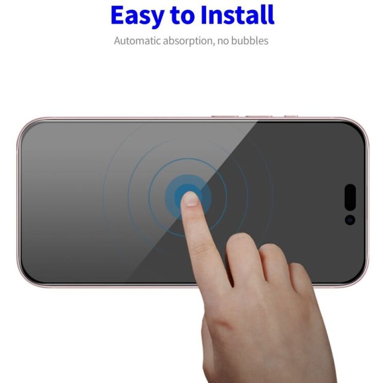 Защитное стекло HAT PRINCE Anti-Spy для Apple iPhone 16 - Black: фото 7 из 10