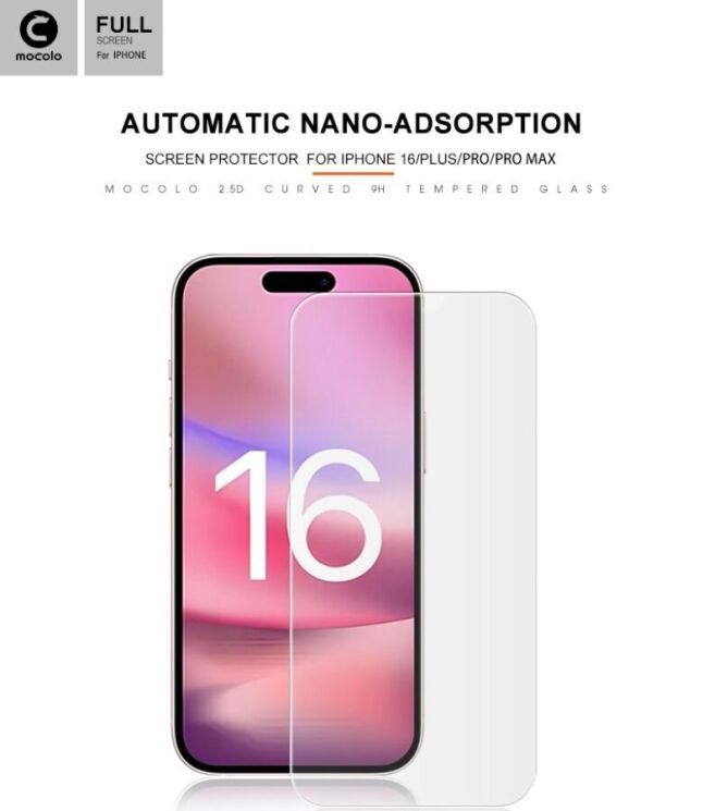 Защитное стекло MOCOLO 2.5D Arc Edge для Apple iPhone 16: фото 6 из 7