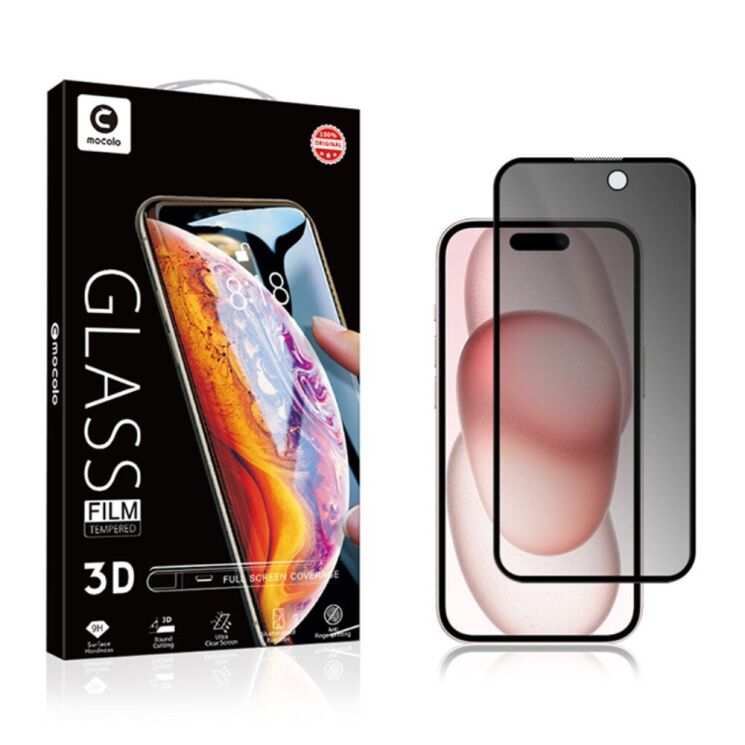 Захисне скло MOCOLO Anti-Spy для Apple iPhone 15 Plus - Black: фото 4 з 6