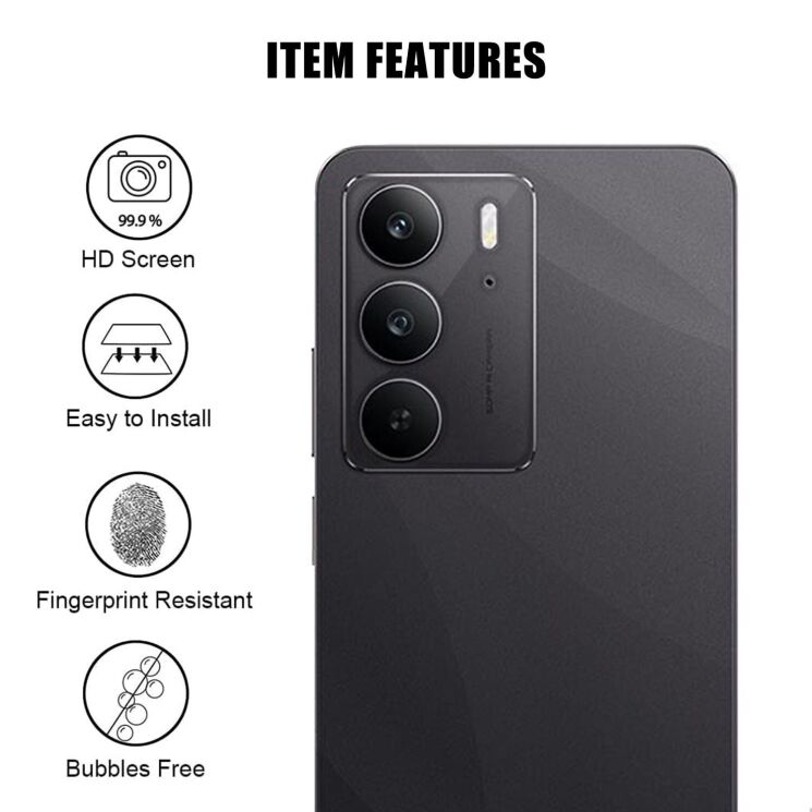 Защитное стекло на заднюю камеру Deexe Lens Protector для Realme C75: фото 2 из 5