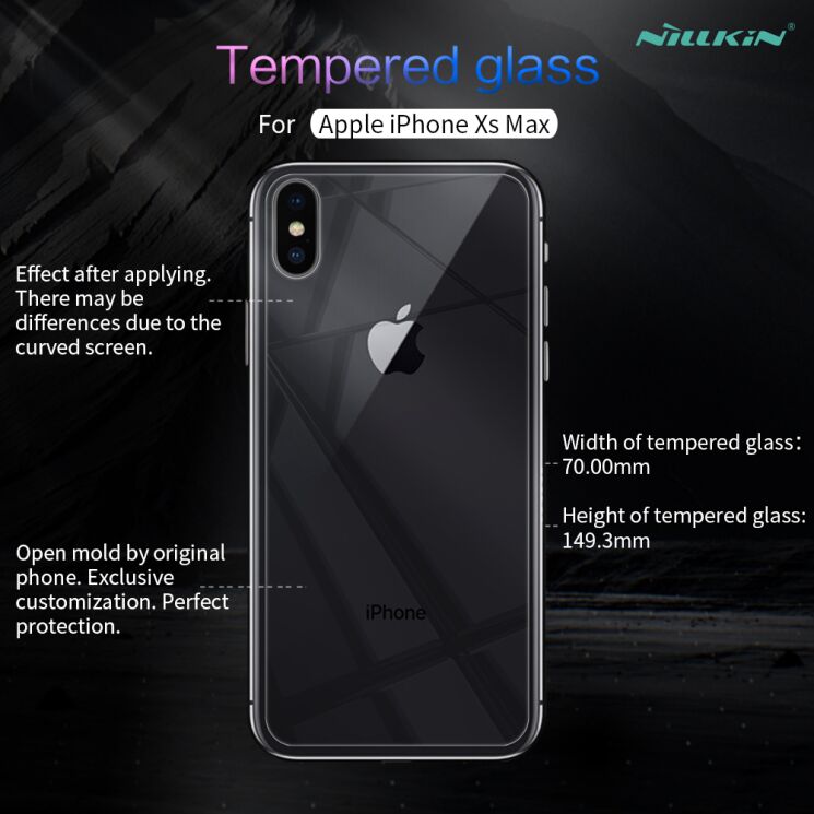 Защитное стекло на заднюю панель NILLKIN Amazing H для Apple iPhone XS Max: фото 8 из 20