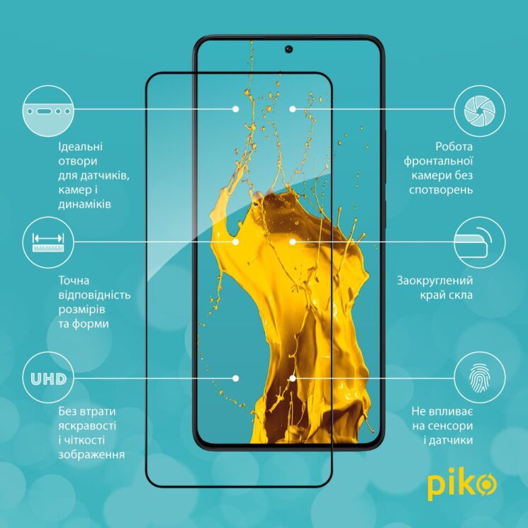 Защитное стекло Piko Full Glue для Xiaomi Poco X6 Pro - Black: фото 3 из 5