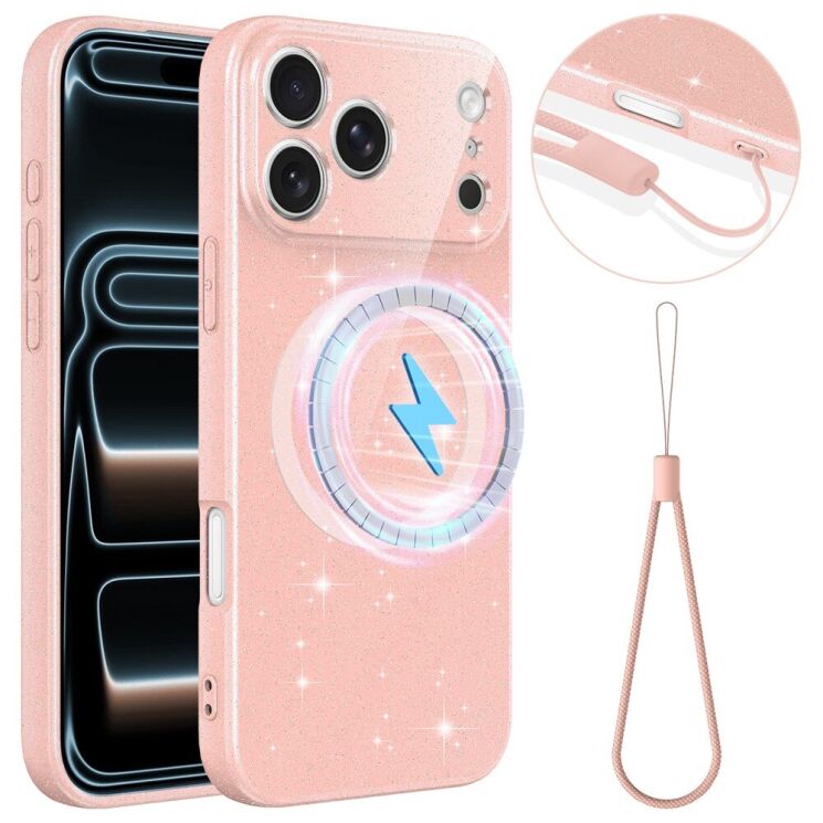Захисний чохол Deexe Glitter Case with MagSafe для iPhone 18 Pro / 17 Pro - Pink: фото 1 з 7