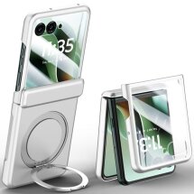 Защитный чехол Deexe Hinge Ring для Motorola Razr 60 Ultra - Silver: фото 1 из 11