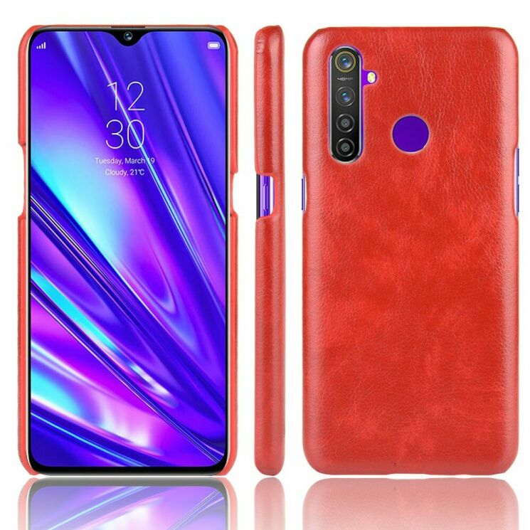 Защитный чехол Deexe Leather Back Cover для Realme 5 Pro / Realme Q - Red: фото 1 из 8