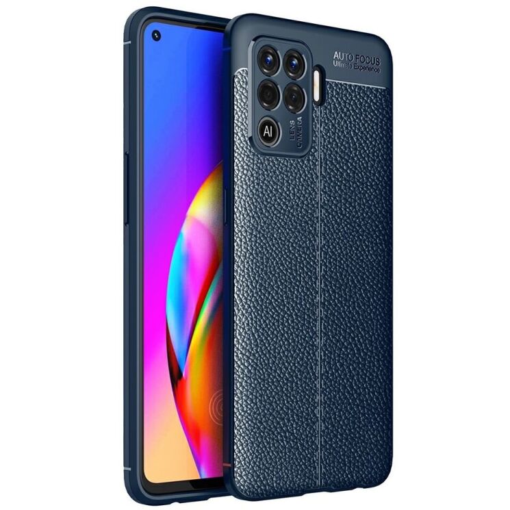 Силіконовий (TPU) чохол Deexe Leather Cover для OPPO Reno 5 Lite - Blue: фото 1 з 7
