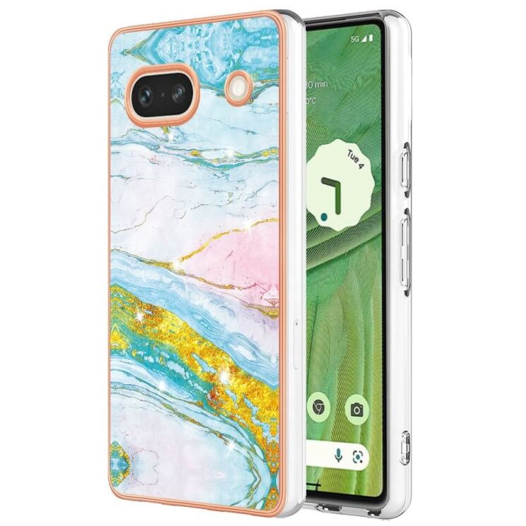 Защитный чехол Deexe Marble Style для Google Pixel 7a - Light Green: фото 1 из 6