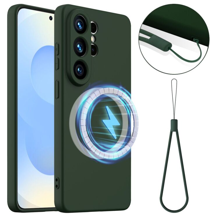 Защитный чехол Deexe Silicone Case with MagSafe для Samsung Galaxy S26 Ultra - Dark Green: фото 1 из 9
