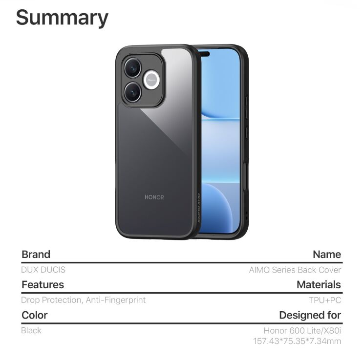 Защитный чехол DUX DUCIS Aimo Series для Honor 600 Lite - Black (411815B) Защитный чехол DUX DUCIS Aimo Series для Honor 600 Lite - Black: фото 10 из 10