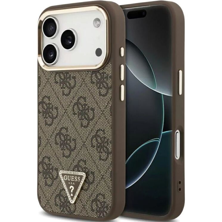 Захисний чохол Guess 4G Triangle Logo MagSafe для iPhone 18 Pro / 17 Pro (GUHMP18LP4GTDGMW) - Brown: фото 1 з 7