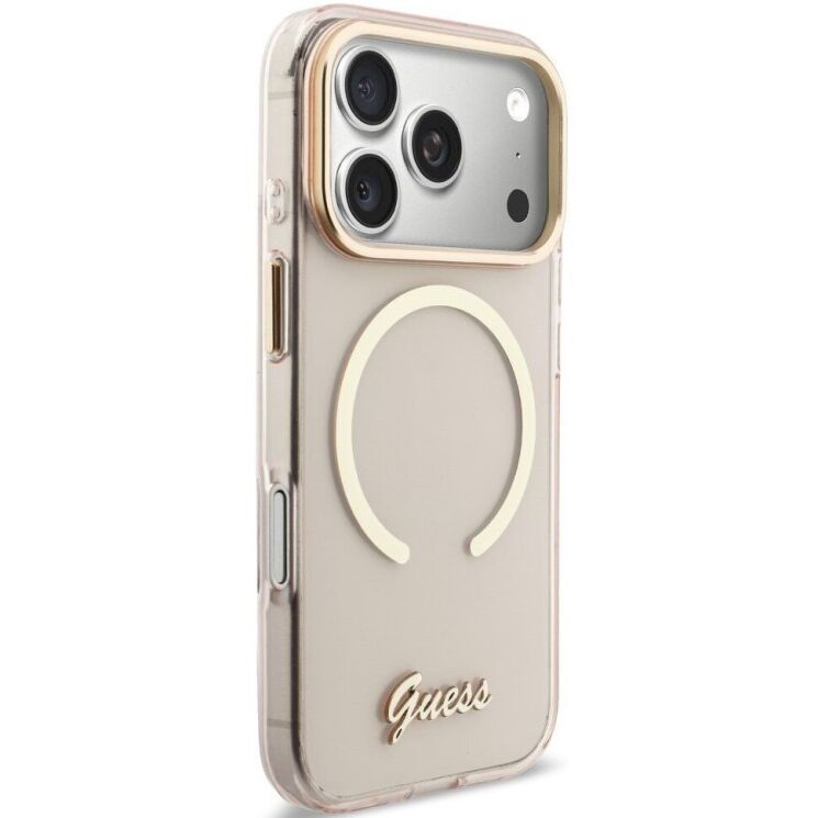 Защитный чехол Guess IML Script Metal MagSafe для iPhone 17 Pro Max (GUHMP17X5HTCSMSP) - Pink: фото 4 из 9