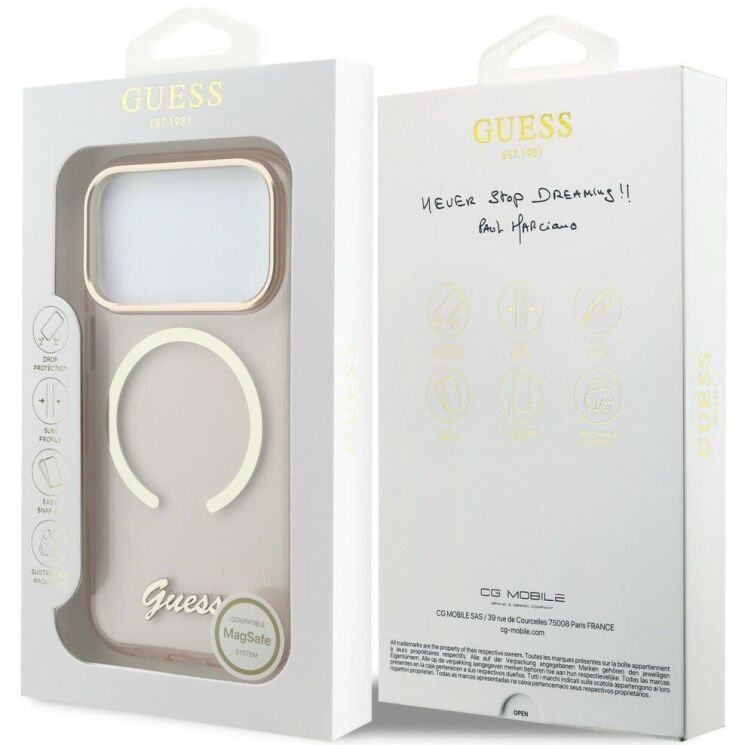 Защитный чехол Guess IML Script Metal MagSafe для iPhone 17 Pro Max (GUHMP17X5HTCSMSP) - Pink: фото 8 из 9