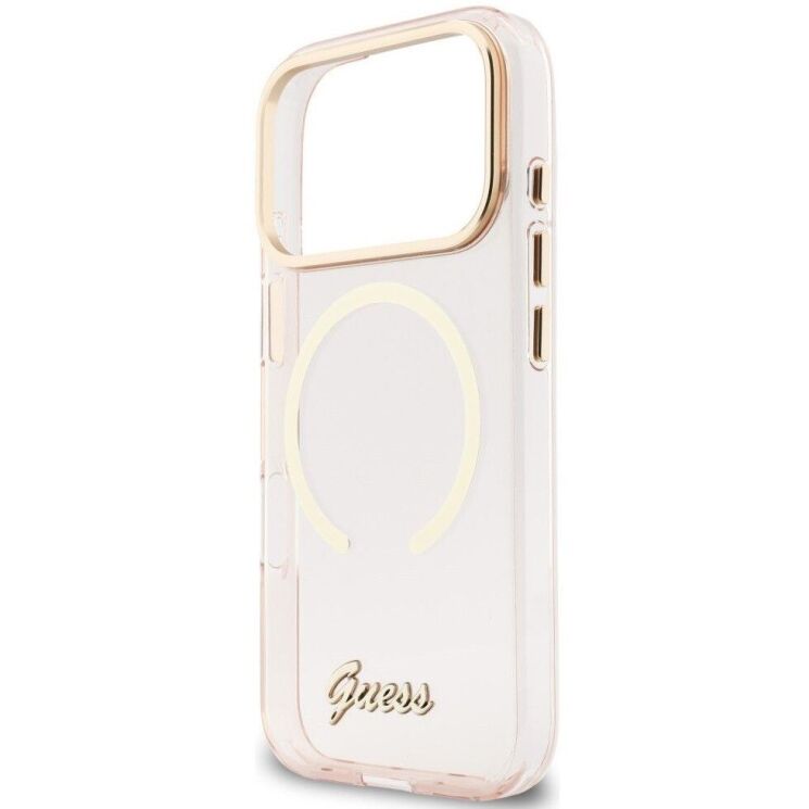 Защитный чехол Guess IML Script Metal MagSafe для iPhone 17 Pro Max (GUHMP17X5HTCSMSP) - Pink: фото 6 из 9