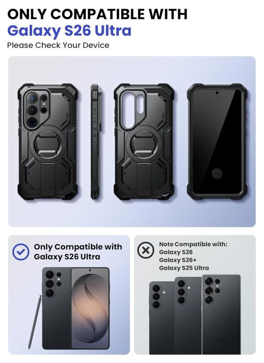 Защитный чехол i-Blason Armorbox Clip MagSafe by Supcase для Samsung Galaxy S26 Ultra (S948) 843439160910 - Cobalt: фото 4 из 10