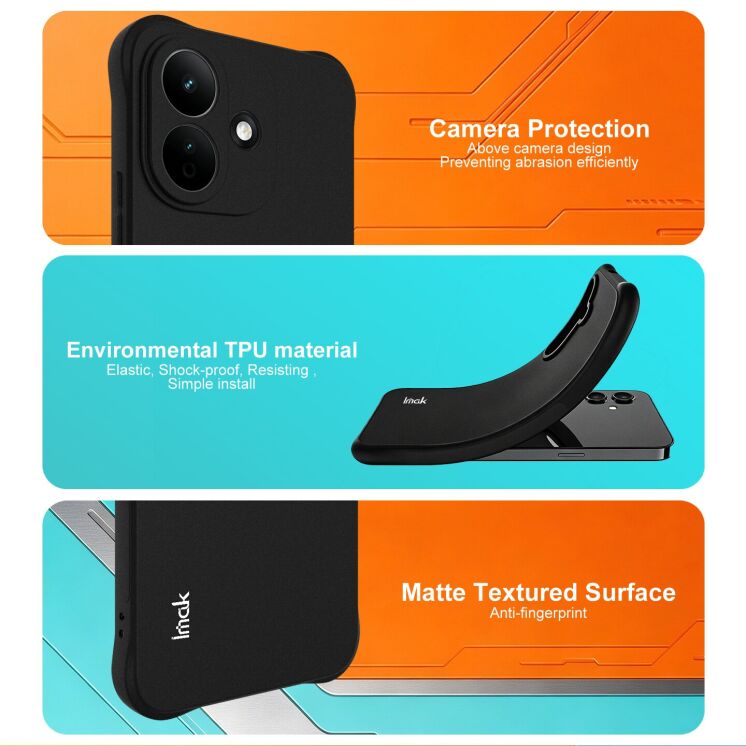 Захисний чохол IMAK Airbag Sand Case для Xiaomi Redmi Note 17 Pro - Matte Black: фото 8 з 8