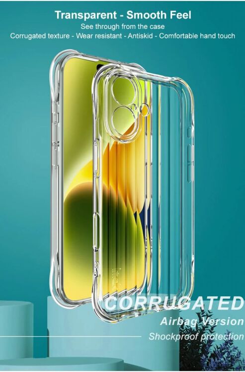 Защитный чехол IMAK Corrugated Airbag для Apple iPhone 16 - Transparent: фото 6 из 12