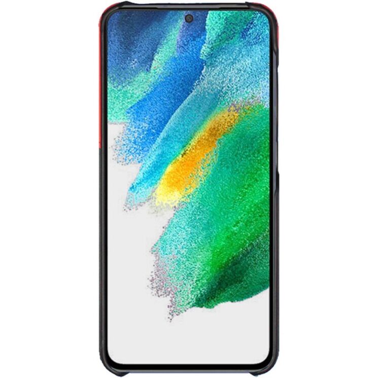 Защитный чехол IMAK Leather Series для Samsung Galaxy S21 FE (G990) - Black / Red: фото 2 из 13
