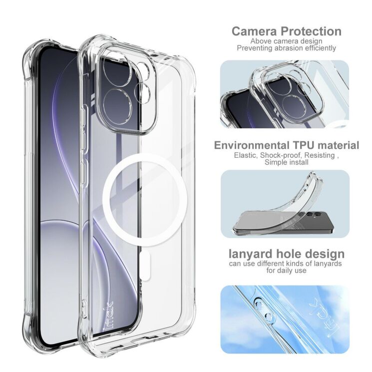 Защитный чехол IMAK Space Shield MagSafe для OPPO Reno 15 F/FS - Transparent: фото 7 из 11