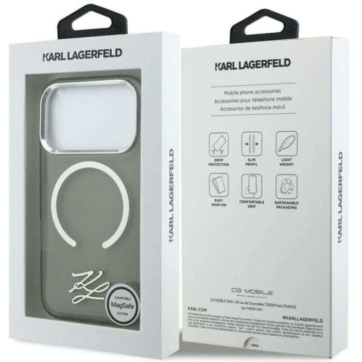 Защитный чехол Karl Lagerfeld IML KL Script Logo MagSafe для iPhone 17 Pro Max (KLHMP17X5HSKMEDK) - Black: фото 8 из 8