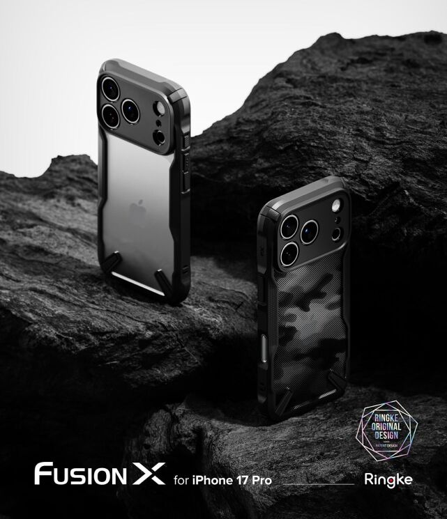 Защитный чехол Ringke Fusion X для iPhone 17 Pro (8800328810914) - Camo Black (422700C) Защитный чехол Ringke Fusion X для iPhone 17 Pro (8800328810914) - Camo Black: фото 2 из 10