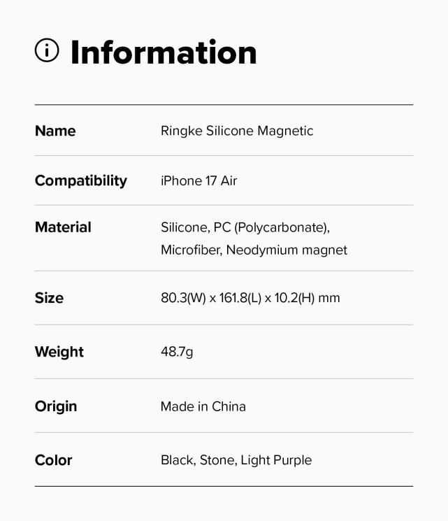 Защитный чехол Ringke Silicone Magnetic для iPhone Air (8800328812253) - Black: фото 12 из 12