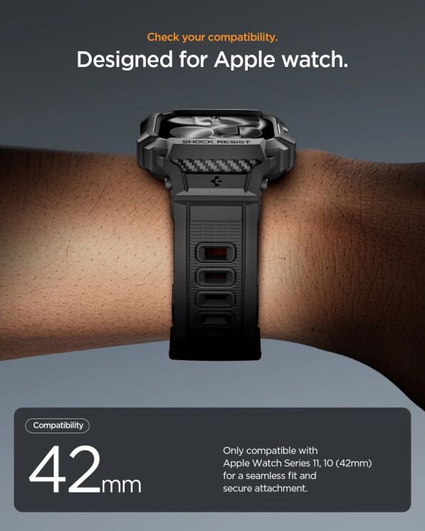Захисний чохол Spigen Rugged Armor Pro 2 для Apple Watch 10 / 11 42 mm (ACS10496) - Dune Beige: фото 12 з 16