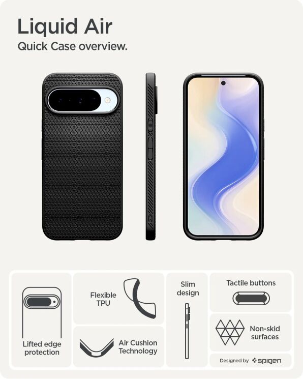 Захисний чохол Spigen (SGP) Liquid Air для Google Pixel 10 / 10 Pro (ACS09714) - Matte Black: фото 14 з 19