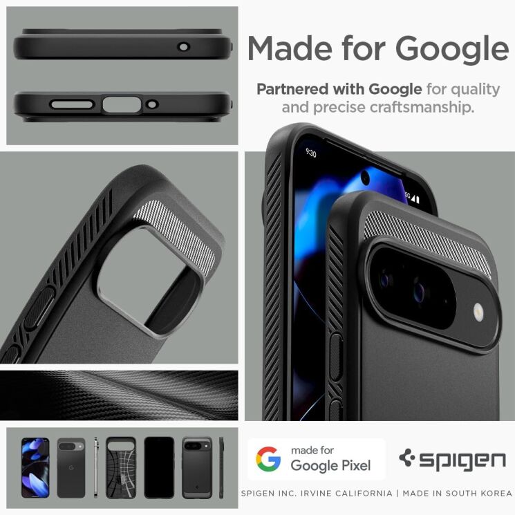 Защитный чехол Spigen (SGP) Rugged Armor для Google Pixel 9 / 9 Pro - Matte Black: фото 19 из 19