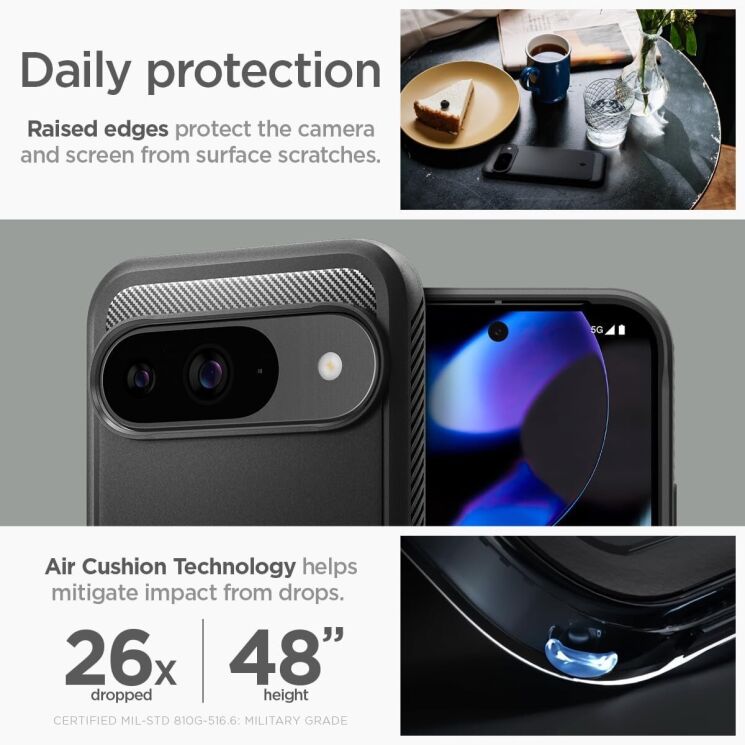Защитный чехол Spigen (SGP) Rugged Armor для Google Pixel 9 / 9 Pro - Matte Black: фото 18 из 19