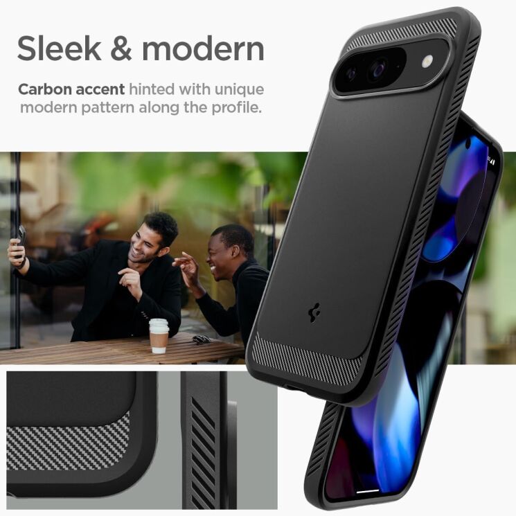 Защитный чехол Spigen (SGP) Rugged Armor для Google Pixel 9 / 9 Pro - Matte Black: фото 15 из 19