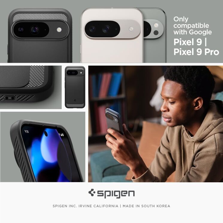 Защитный чехол Spigen (SGP) Rugged Armor для Google Pixel 9 / 9 Pro - Matte Black: фото 14 из 19