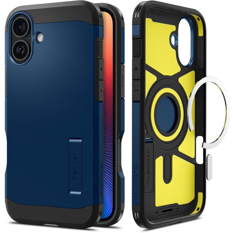 Защитный чехол Spigen (SGP) Tough Armor (MagFit) для Apple iPhone 16 - Navy Blue: фото 1 из 17