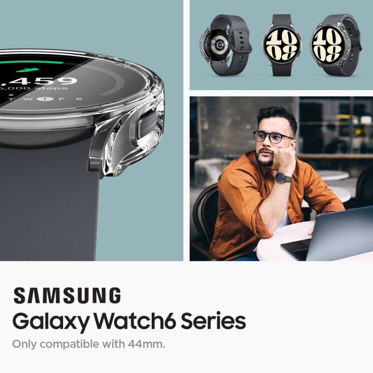 Защитный чехол Spigen (SGP) Ultra Hybrid (FW) для Samsung Galaxy Watch 6 (44mm) - Crystal Clear: фото 13 из 18