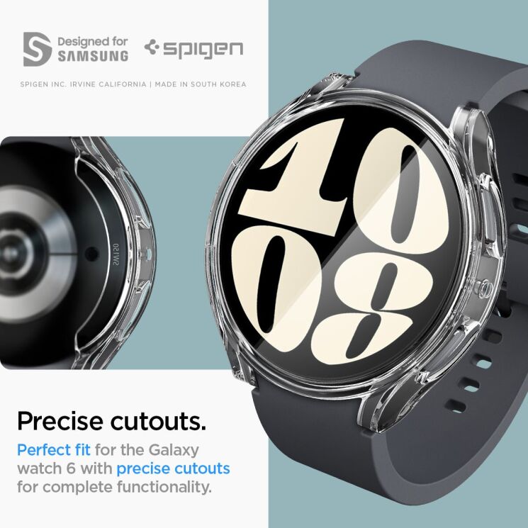Защитный чехол Spigen (SGP) Ultra Hybrid (FW) для Samsung Galaxy Watch 6 (44mm) - Crystal Clear: фото 18 из 18