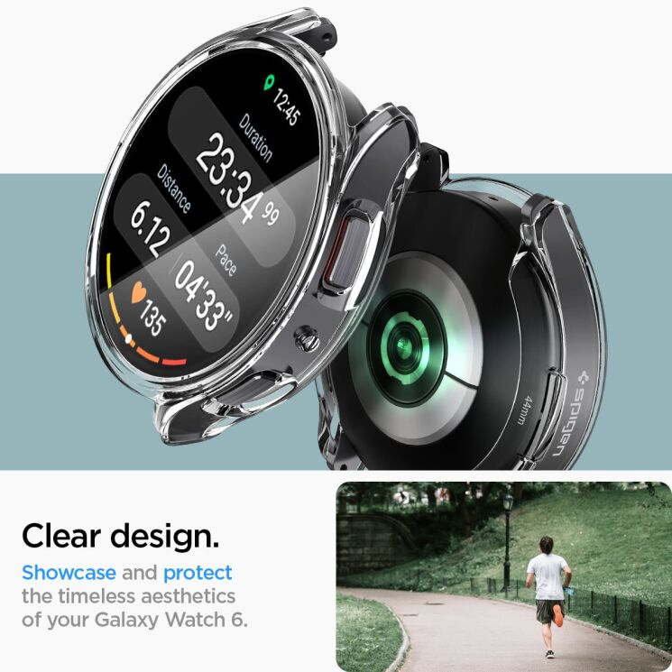 Защитный чехол Spigen (SGP) Ultra Hybrid (FW) для Samsung Galaxy Watch 6 (44mm) - Crystal Clear: фото 14 из 18