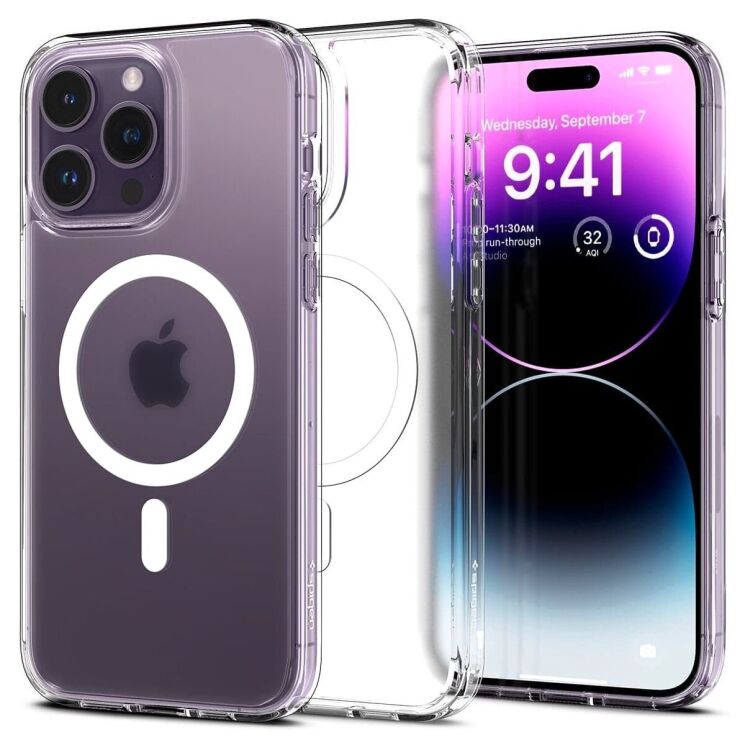 Защитный чехол Spigen (SGP) Ultra Hybrid (MagFit) для Apple iPhone 14 Pro - Frost Clear: фото 1 из 14